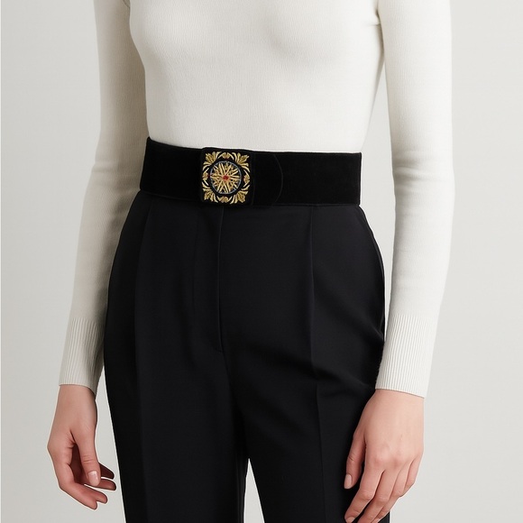 DINO VALIANO Accessories - Vintage  80s Rare Dino Valiano Black Gold Adjustable Snap Belt Size 38